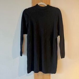 Hatch Merino Wool Mock Neck Tunic Maternity Sweater - Black